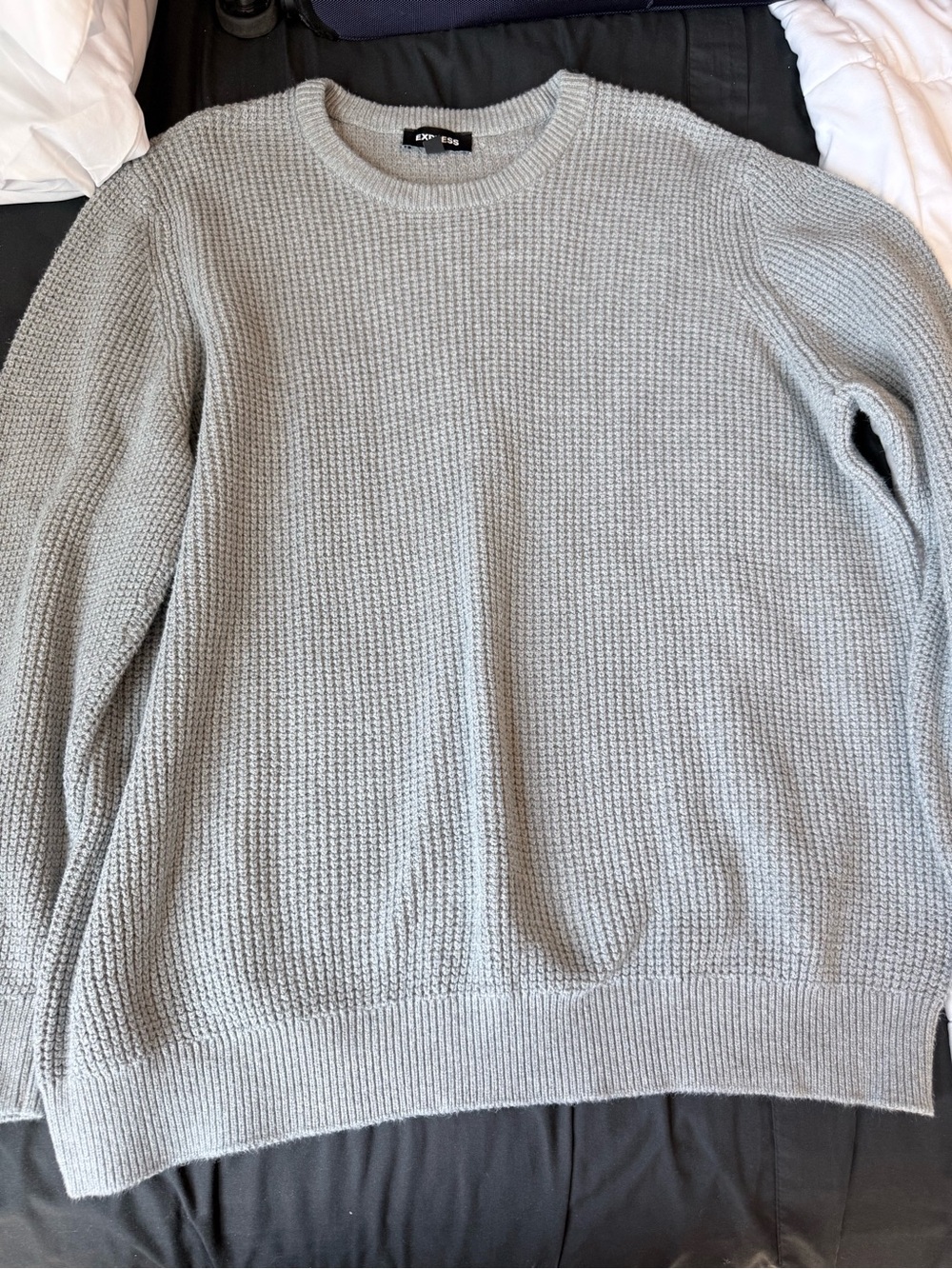 Express Men's Light Gray Crewneck Knit Sweater